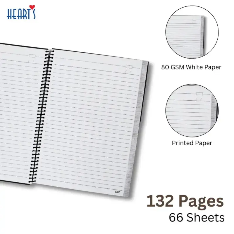 Hearts Essential Notebook 132 Pages 80 GSM Spiral Bound