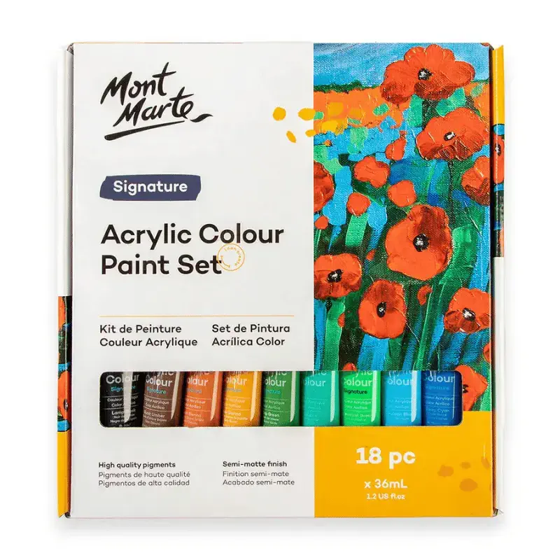 Mont Marte Signature Acrylic Paint Set 18 colors 36ml tubes