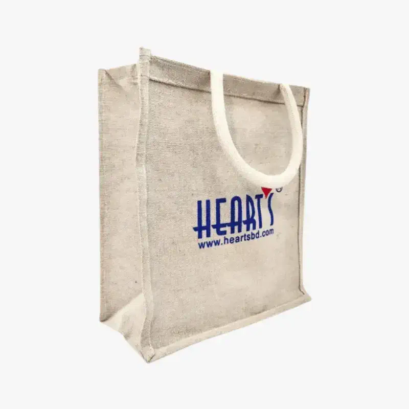 Hearts Bangladesh Jute Shopping Bag with Front Pocket