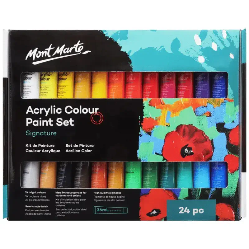 Mont Marte Signature Acrylic Paint Set 24 colors 36ml tubes